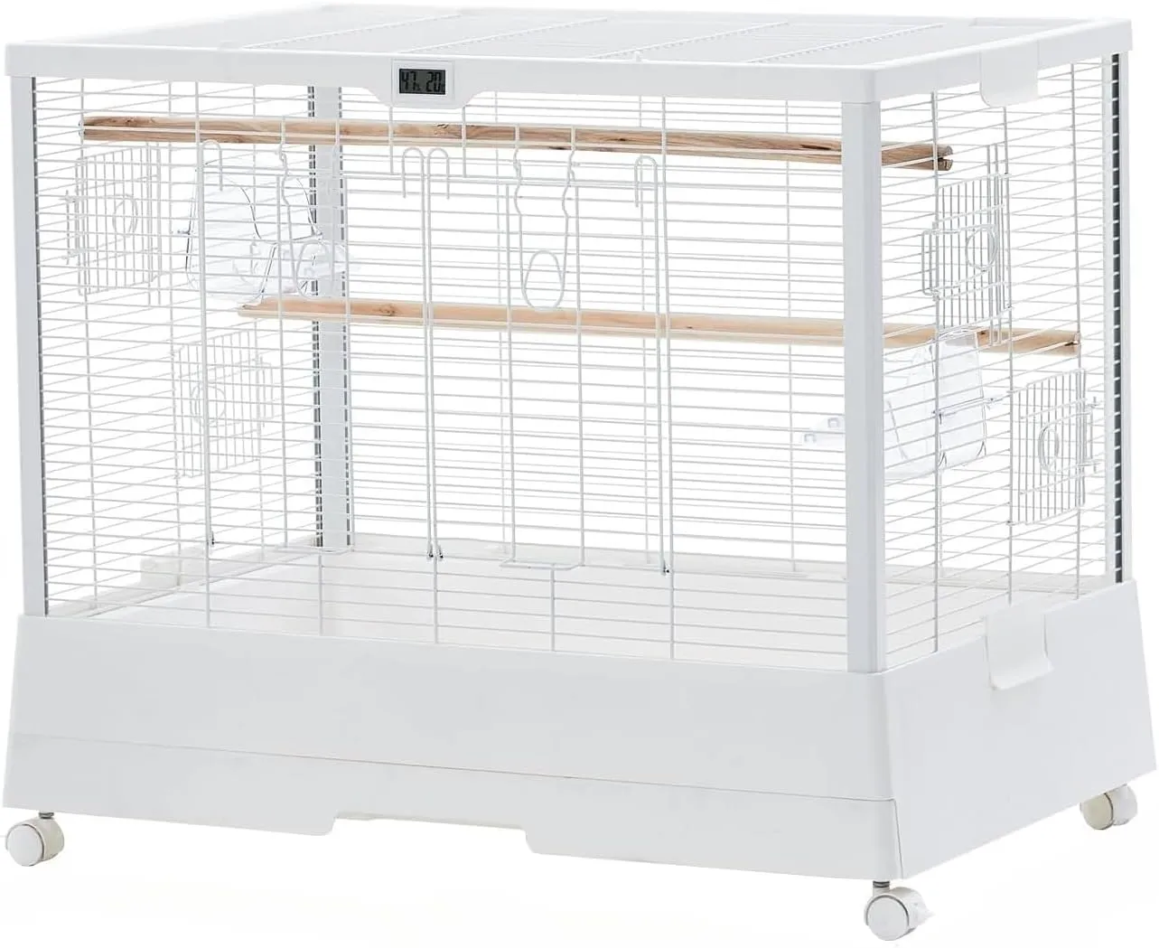 23 Inch Bird Cage, Tall Iron Bird Cage with Rolling Stand, Suitable for Conures, Lovebirds, Cockatiels, Finches, Large Parrots, Parakeets and Other Birds (White)