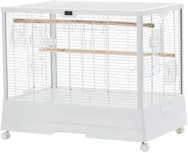 23 Inch Bird Cage, Tall Iron Bird Cage with Rolling Stand, Suitable for Conures, Lovebirds, Cockatiels, Finches, Large Parrots, Parakeets and Other Birds (White)