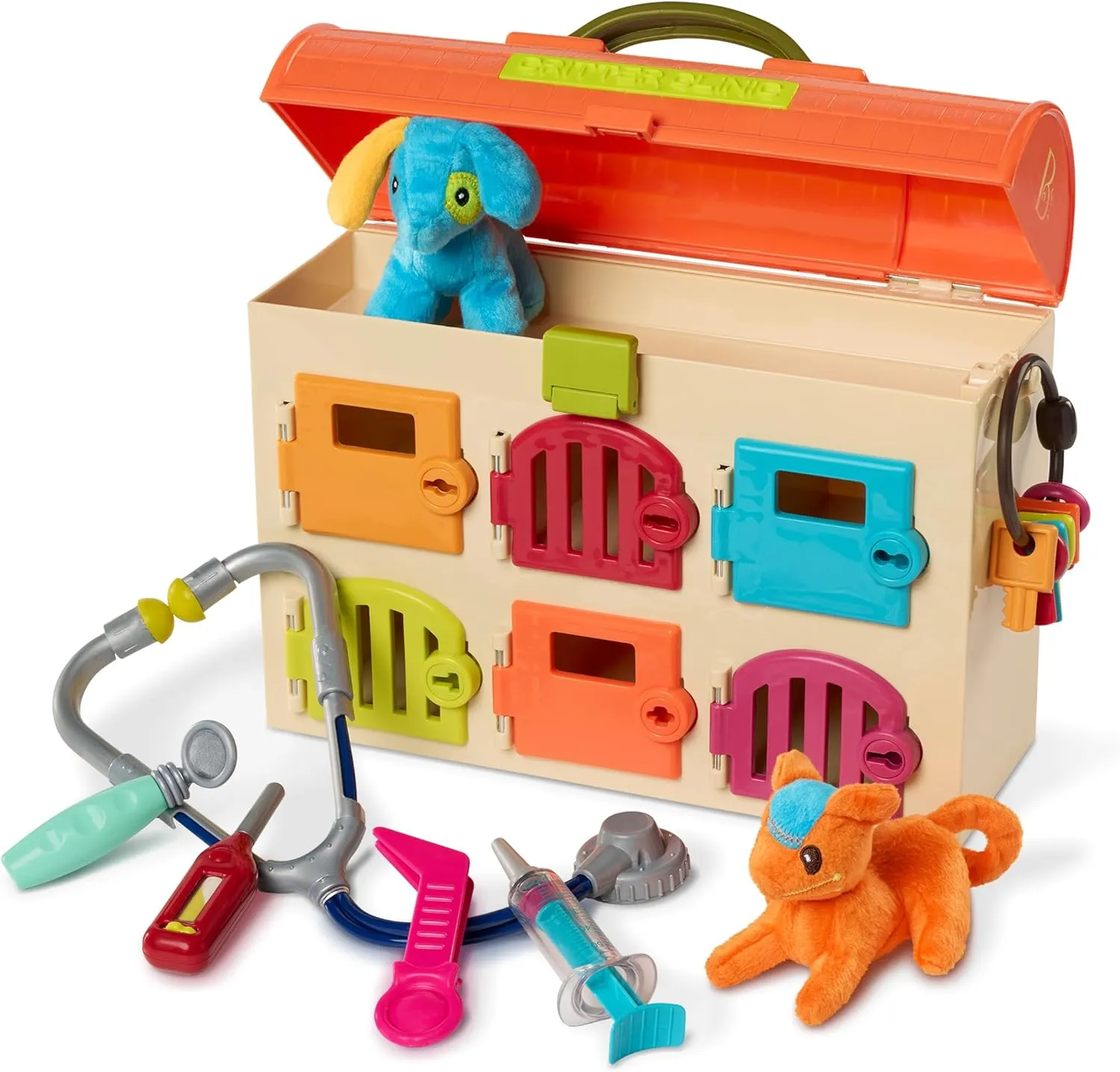 B. toys- Critter Clinic- Pretend Play Toy Vet Set For Toddlers, Kids  Pet Care Set- Tools, Plush Toys Vet Clinic  2 Years  (14 Pieces)