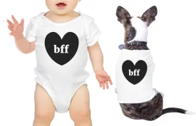 Bff Hearts Baby and Pet Matching White Shirts