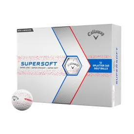 Callaway Supersoft Splatter 360 Golf Balls - White/Red
