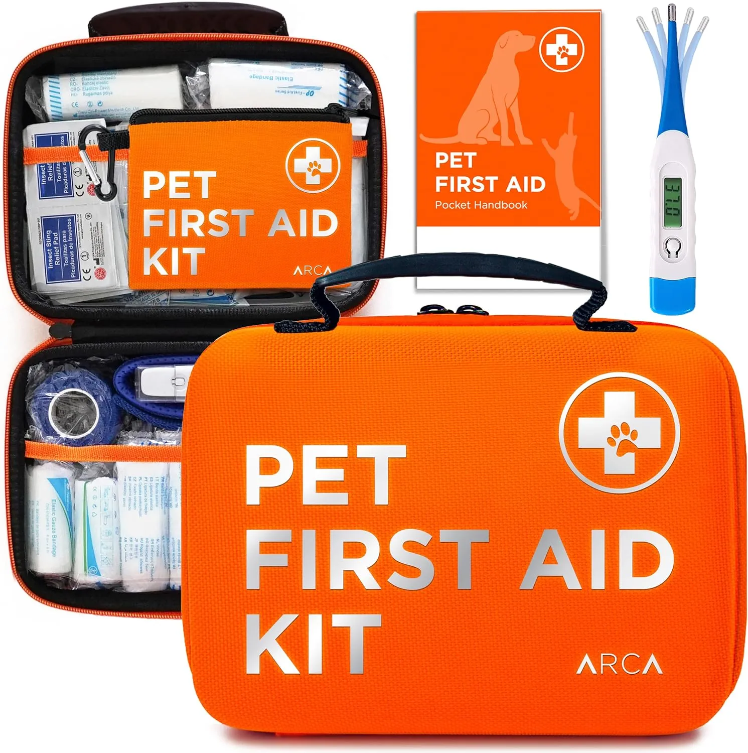 Cat & Dog First Aid Kit for Car - Pet Emergency Kit for Home Office Travel  Dog Camping Essentials with Digital Thermometer, Muzzle & Mini First Aid Pouch