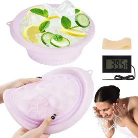 Face Bowl for Ice with Built-In Icetray, Collapsible Silicone Wash Basin for Home Ice Water Facials, Cold Plunge Ice Bath, Portable Skincare - Facial Ice Therapy, Iced Fruit Beer Container