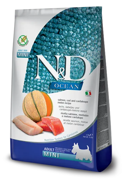Farmina N&D Ocean Canine Salmon, Cod & Cantaloupe Melon Adult Mini Dog Food (5.5 LB)