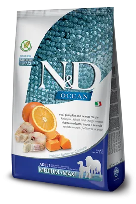 Farmina N&D Ocean Cod, Pumpkin & Orange Adult Medium & Maxi Dog Food