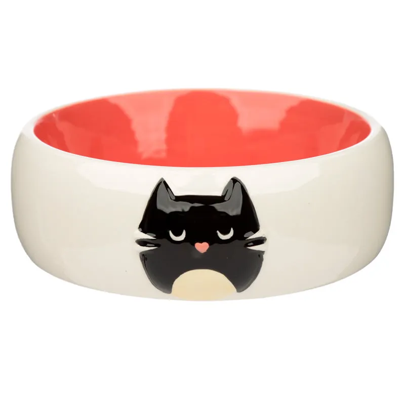 Feline Fine Ceramic Cat Food/Water Bowl (Pink)