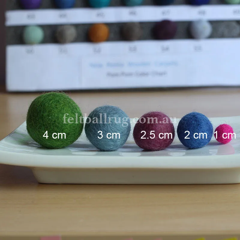 Felt Ball Blue Ocean 1 CM,  2 CM, 2.5 CM, 3 CM, 4 CM Colour 44