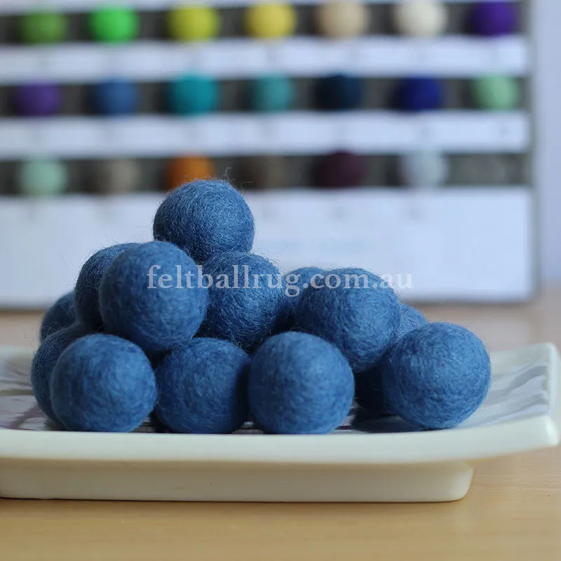 Felt Ball Blue Ocean 1 CM,  2 CM, 2.5 CM, 3 CM, 4 CM Colour 44