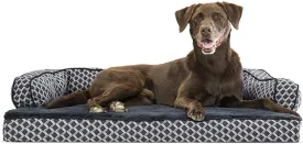 Furhaven Orthopedic Dog Bed for Large/Medium Dogs w/ Removable Bolsters & Washable Cover, For Dogs Up to 55 lbs - Plush & Woven Decor Comfy Couch Sofa - Diamond Gray, Large