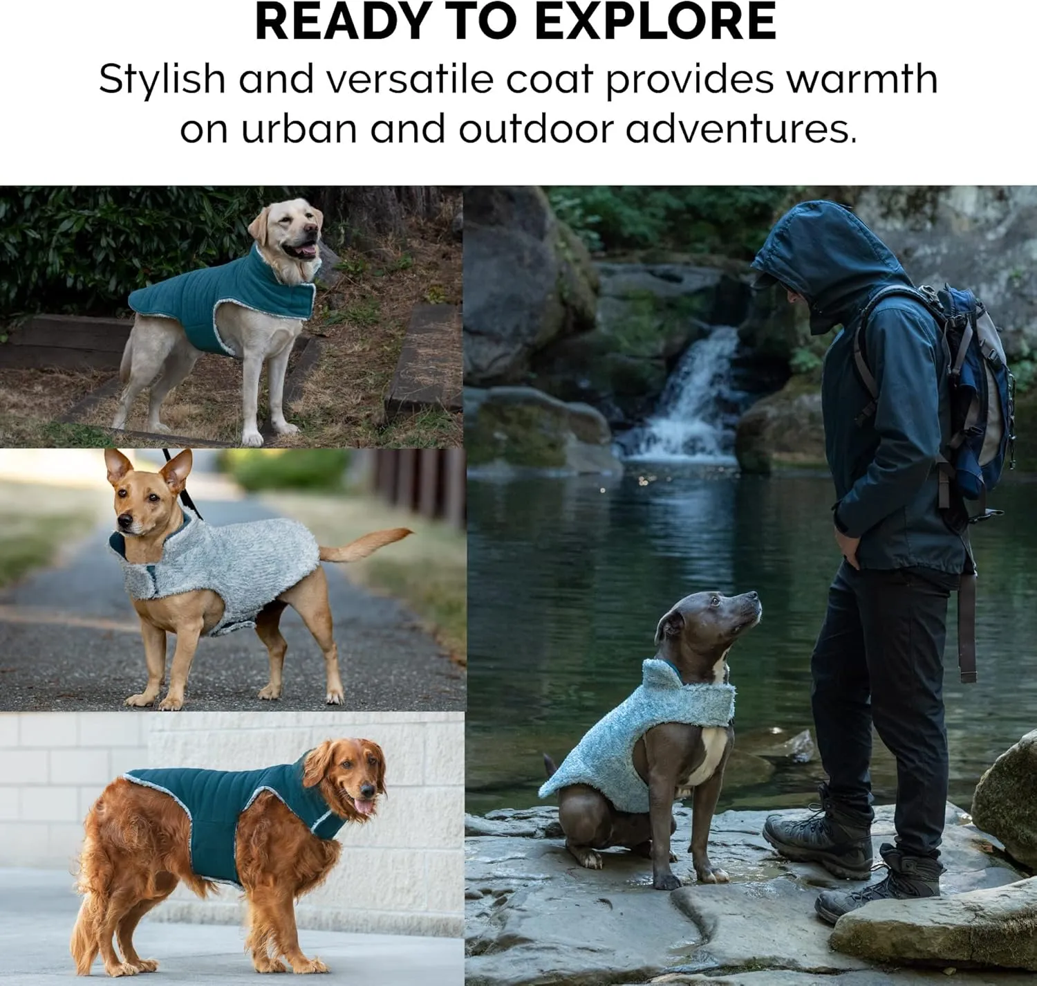 Furhaven Reversible XS Dog Coat, Washable & Insulating w/ Leash Access - Two-Tone Faux Fur & Quilted Fleece Flex-Fit Jacket - Marine Blue, Extra Small