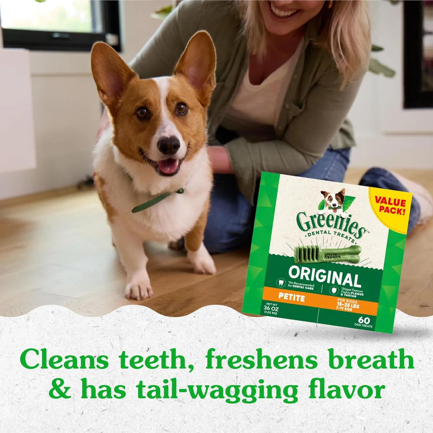 Greenies Original Petite Natural Dental Care Dog Treats, 36 oz. Pack (60 Treats)