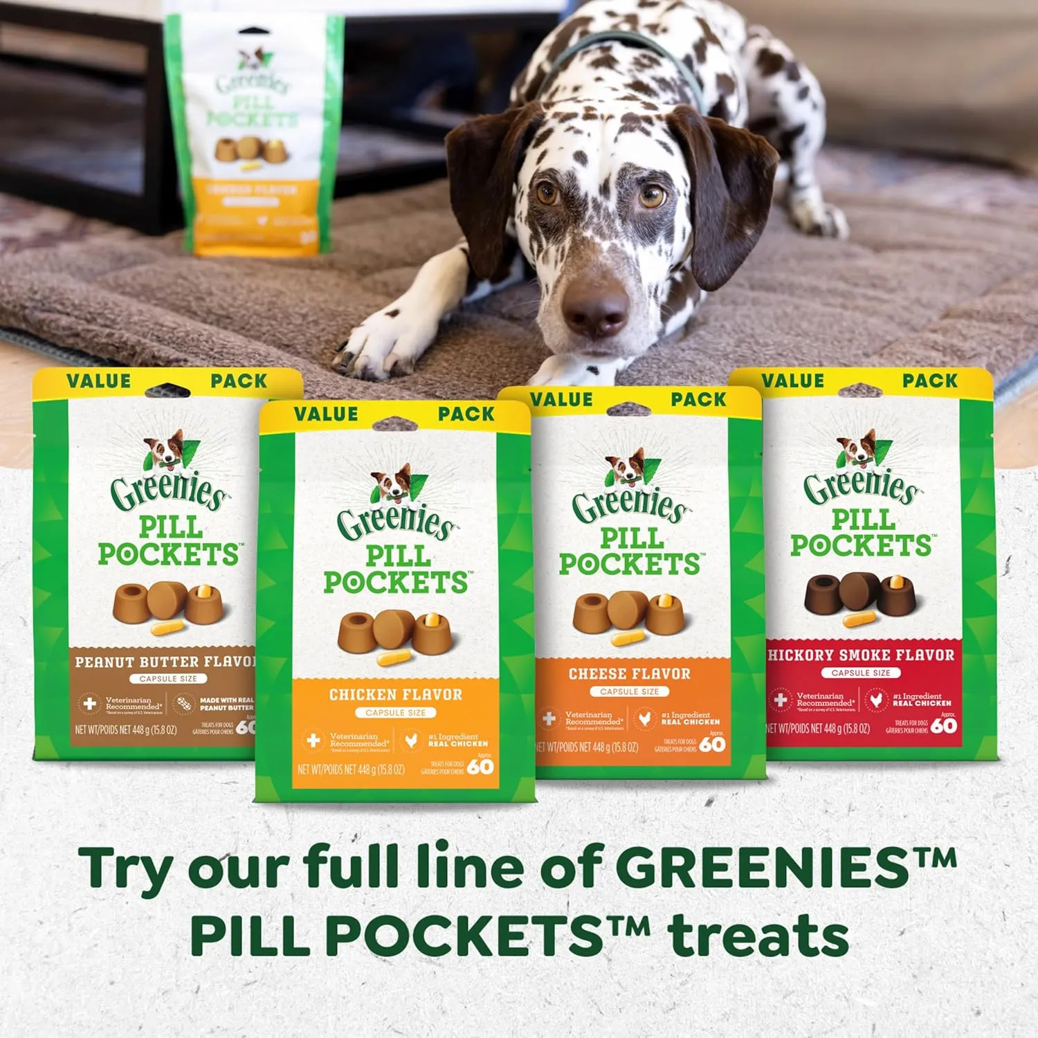 Greenies Pill Pockets Large Size Soft Dog Treats for Capsules, Chicken Flavor, Made with Natural Ingredients Plus Minerals & Trace Nutrients, 15.8 oz. (60 Count, Pack of 1)