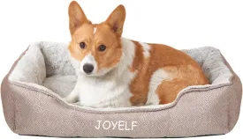 JOYELF Dog Bed Washable Calming Pet Bed, Anti Anxiety Cat Bed & Sofa, Cute Plush Pet Bed for Medium Dog and Cat - Medium Rectangle