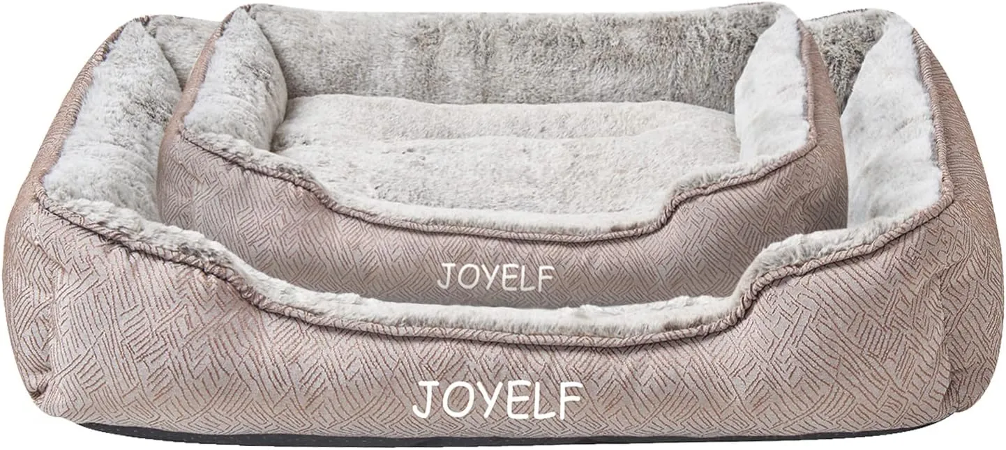JOYELF Dog Bed Washable Calming Pet Bed, Anti Anxiety Cat Bed & Sofa, Cute Plush Pet Bed for Medium Dog and Cat - Medium Rectangle
