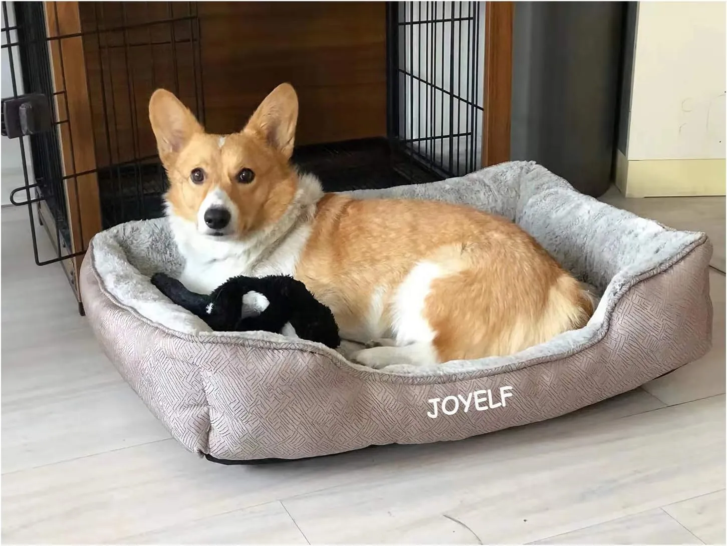 JOYELF Dog Bed Washable Calming Pet Bed, Anti Anxiety Cat Bed & Sofa, Cute Plush Pet Bed for Medium Dog and Cat - Medium Rectangle