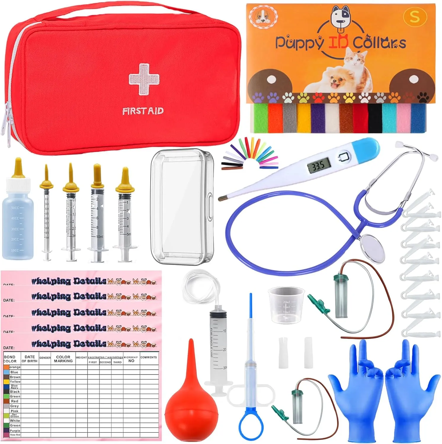 kewen Puppy Kitten Whelping Supplies, Whelping kit for Puppies Birth,Kitten Supplies,Dog Supplies,Puppy kit,Kitten Bottle Feeding kit for New Born Puppy Supplies and Kitten (Whelping Kit)