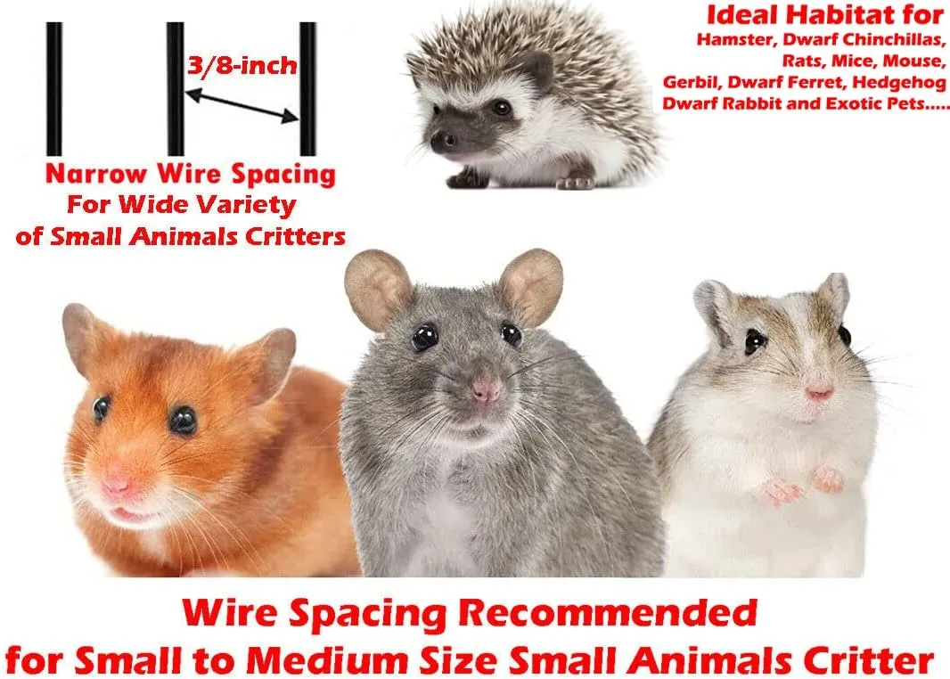Large Pet Products Universal 2-Level Small Animals Home Critters Habitat Cage Narrow 3/8-inch Wire Spacing for Wide Variety Exotics Animal Hamster Rat Mice Mouse Gerbil Guinea Pig Chinchillas Ferret
