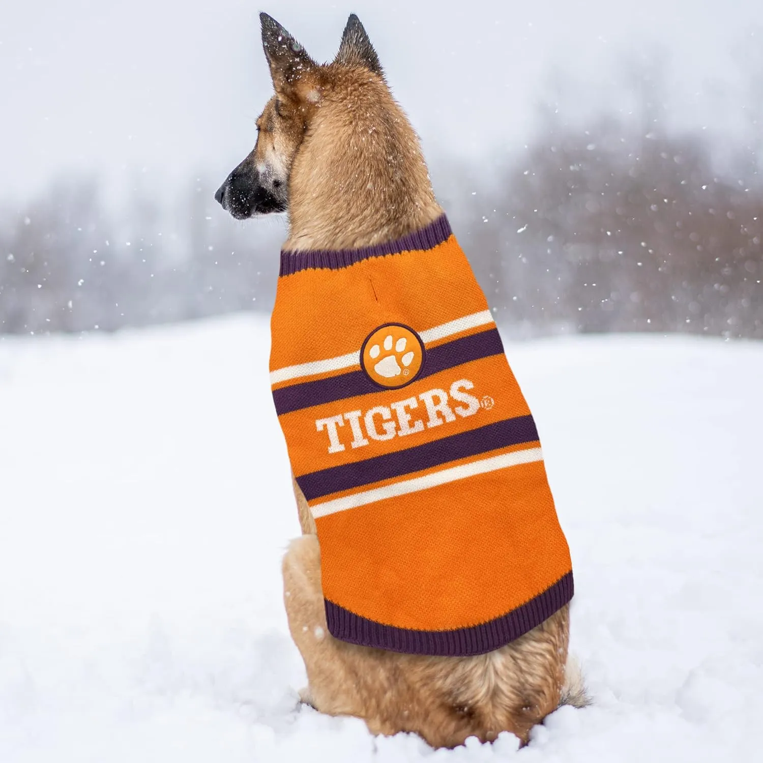 NCAA Clemson Tigers Dog Sweater, Size Extra Small. Warm and Cozy Knit Pet Sweater with NCAA Team Logo, Best Puppy Sweater for Large and Small Dogs