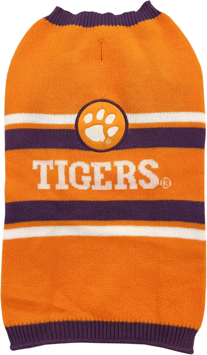 NCAA Clemson Tigers Dog Sweater, Size Extra Small. Warm and Cozy Knit Pet Sweater with NCAA Team Logo, Best Puppy Sweater for Large and Small Dogs