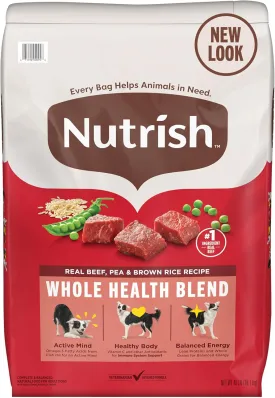 Nutrish Dry Dog Food, Real Beef, Pea & Brown Rice Recipe Whole Health Blend for Adult Dogs, 40 lb. Bag, Packaging May Vary (Formerly Rachael Ray)