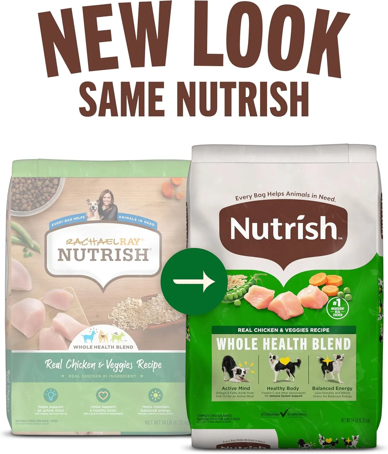Nutrish Real Chicken & Veggies Recipe Whole Health Blend Dry Dog Food, 40 lb. Bag, Packaging May Vary (Rachael Ray)