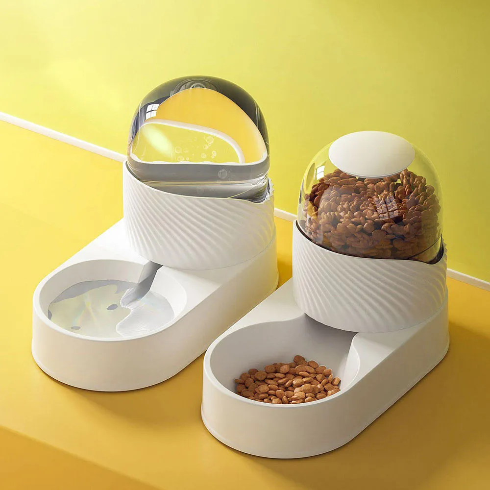 PAWS ASIA Wholesale New Luxury Automatic Plastic Food And Water Self Filling Double Dog Bowl Cat Set