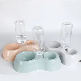 PAWS ASIA Wholesale Plastic 2 In 1 Water Bottle Double Dog Bowl Cat Eating Drinking