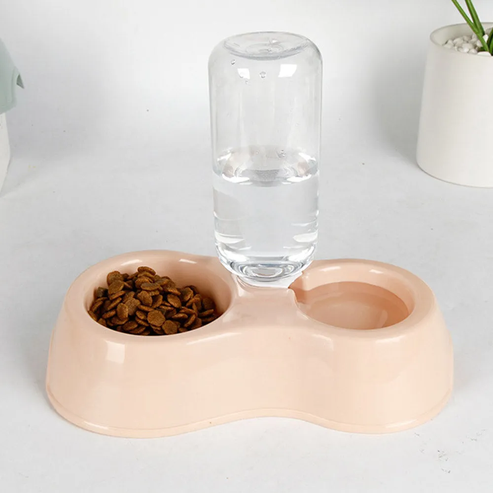 PAWS ASIA Wholesale Plastic 2 In 1 Water Bottle Double Dog Bowl Cat Eating Drinking