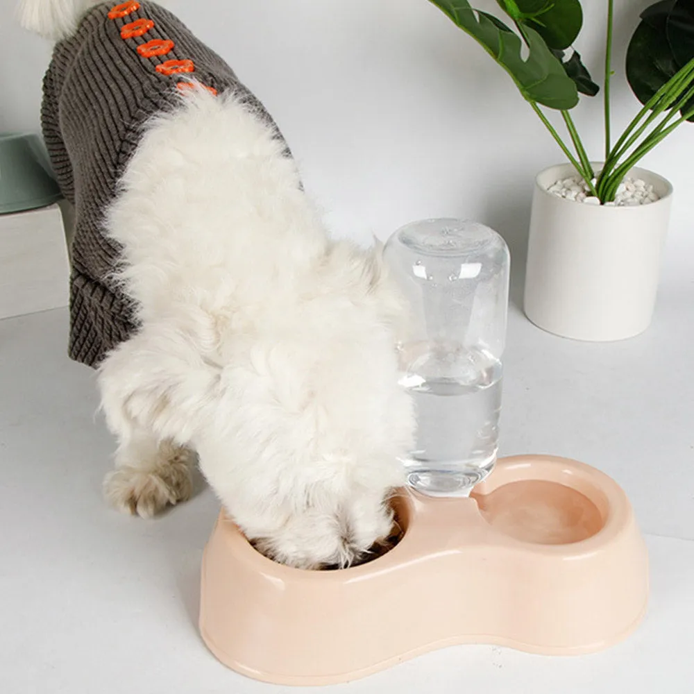 PAWS ASIA Wholesale Plastic 2 In 1 Water Bottle Double Dog Bowl Cat Eating Drinking