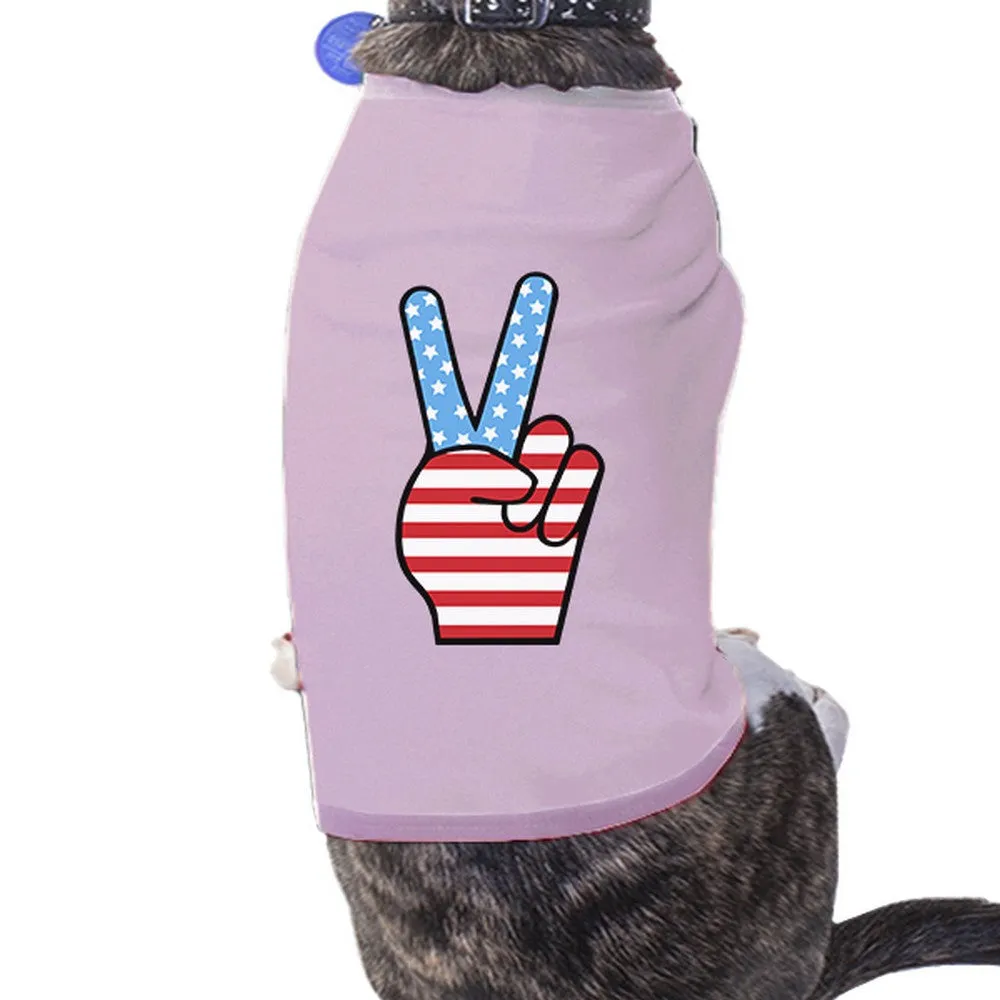 Peace Sign American Flag Pink Fourth Of July Dog Shirt Gift Ideas