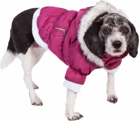 PET LIFE Classic Metallic Fashion Pet Dog Coat Jacket Parka w/ 3M Insulation and Removable Hood, Small, Metallic Pink