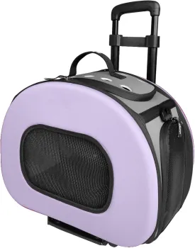 PET LIFE 'Final Destination' Airline Approved 2-in-1 Tough-Shell Wheeled Collapsible Travel Fashion Pet Dog Carrier Crate, One Size, Purple