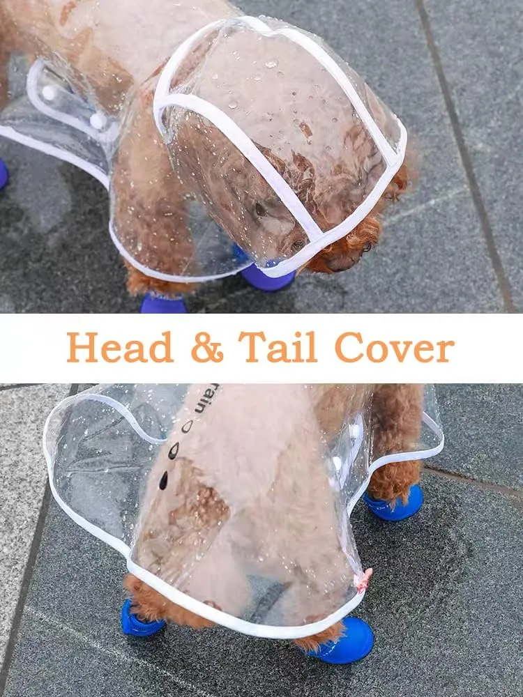 Pet Raincoat,Small Dog Waterproof Puppy Raincoat Coat Transparent Pet Dog Rainwear Clothes for Small Dogs Cats (S,Orange)
