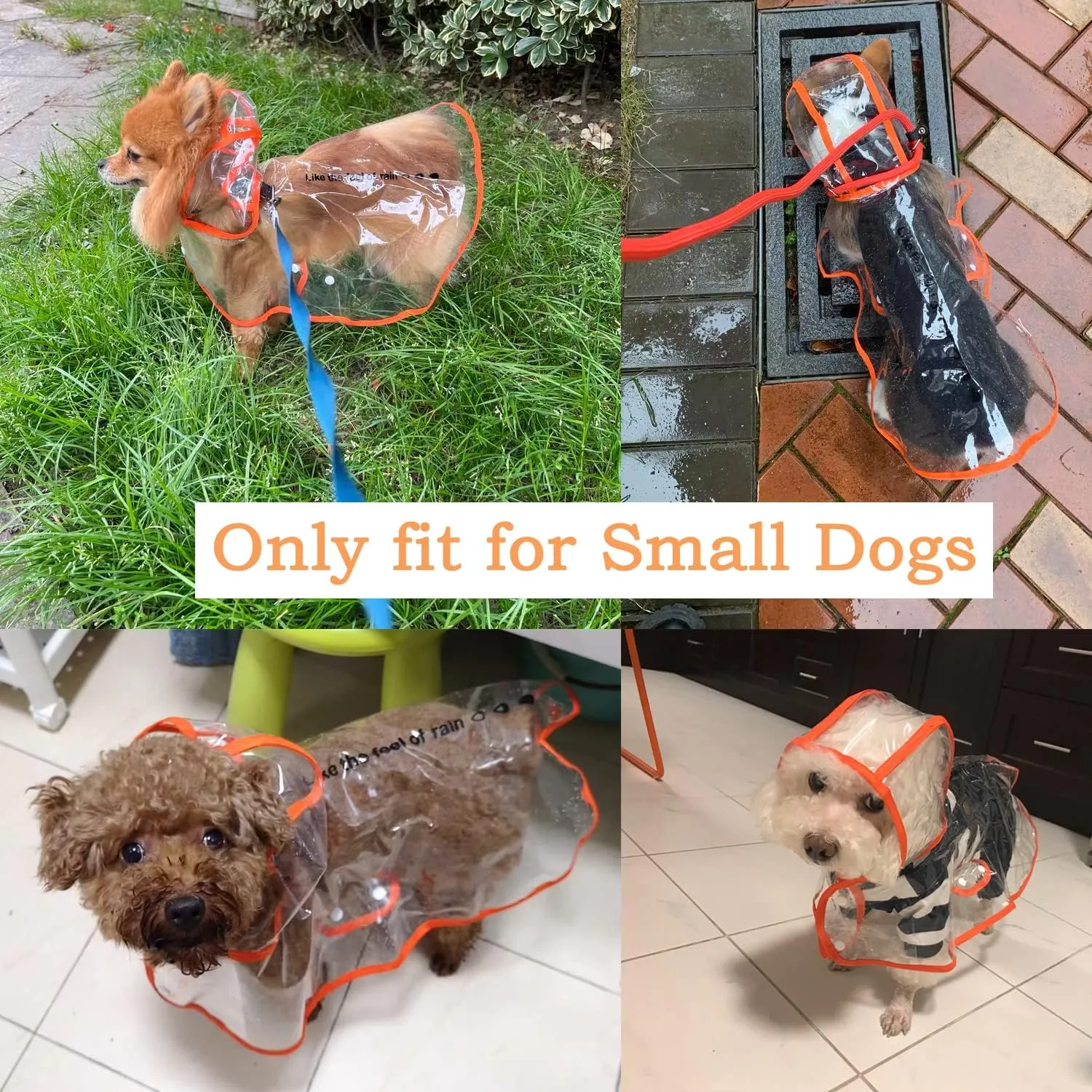 Pet Raincoat,Small Dog Waterproof Puppy Raincoat Coat Transparent Pet Dog Rainwear Clothes for Small Dogs Cats (S,Orange)
