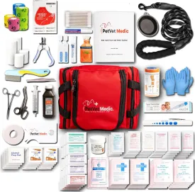 Pet Vet Medic Cat & Dog First Aid Kit - Dog Emergency Kit, Dog Health Supplies & Dog Wound Care -with Dog Thermometer, Dog Bandages for Wounds - Dog Essentials, Dog Supplies, Dog Travel Bag (Large)