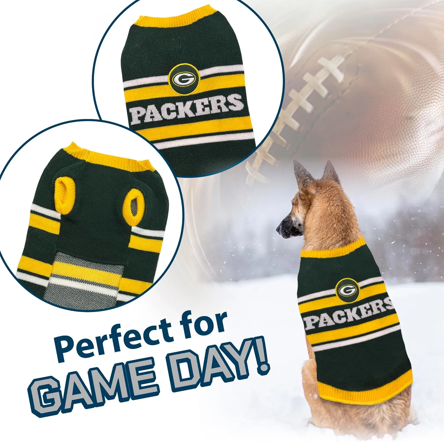 Pets First NFL Green Bay Packers Dog Sweater, Size Extra Small. Warm and Cozy Knit Pet Sweater with NFL Team Logo, Best Puppy Sweater for Large and Small Dogs, Team Color (GBP-4179-XS)