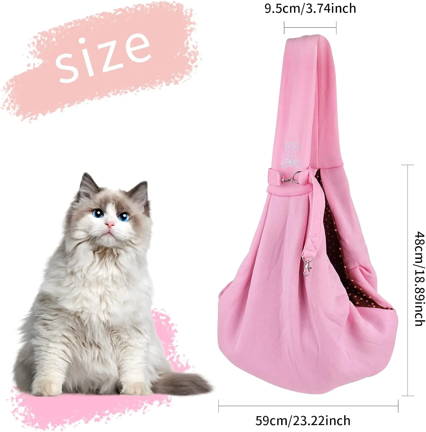 Small Dog Cat Sling Carrier,Hands Free Reversible Pet Carriers Bag,Pet Carrier Shoulder Crossbody Pet Slings Suitable for Puppy, Small Dogs, and Cats for Outdoor Travel (Pink)