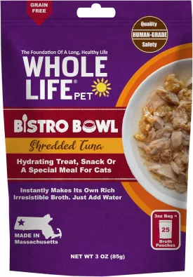 Whole Life Cat Freeze Dried Cat Food - Human-Grade Wet Food Toppers, Single Ingredient Snacks & Lickable Treats, Instantly Hydrating Natural Broth Just Add Water, Made in USA - Shredded Tuna, 3 Oz